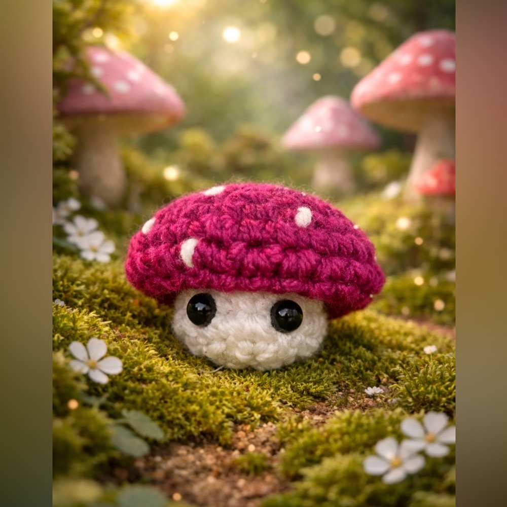 Crochet Popping Mushroom Berries and Cream